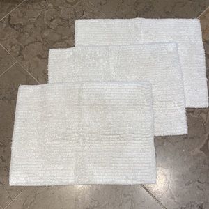 Set of 3 Bright White Fluffy Bath Mats